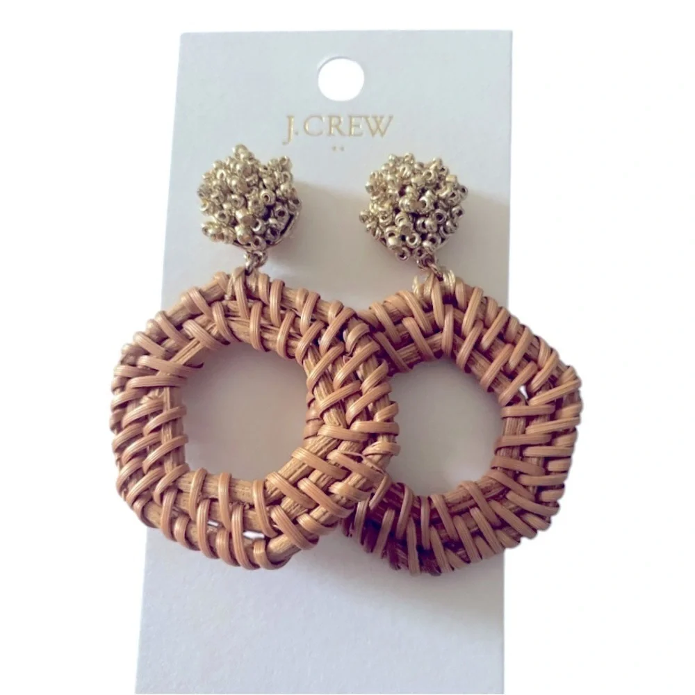 NWT-J. CREW-RATTAN BEAD EARRINGS